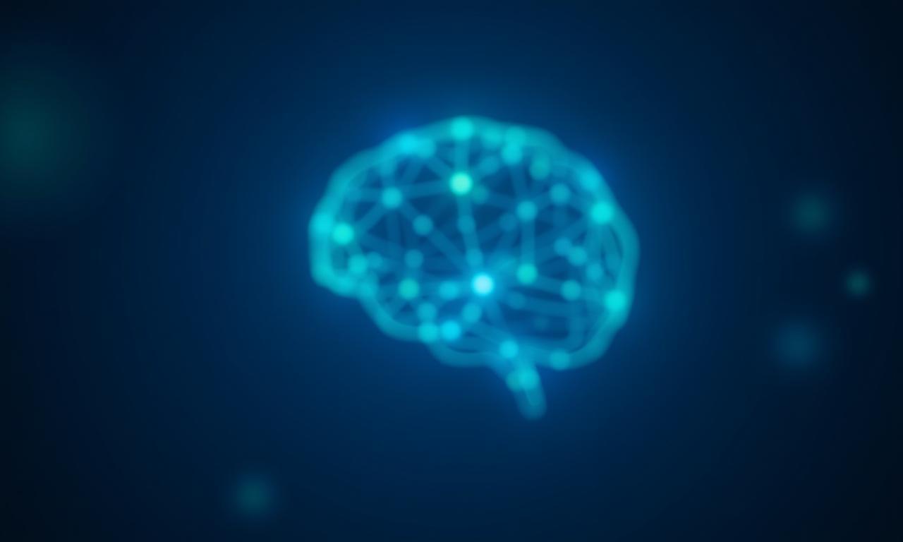 Abstract AI brain network with glowing connections