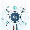 Modern icon representing platform integration, with interconnected gears and cloud symbols, in Urbigandora brand colors.