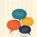 Modern icon representing natural language processing, with speech bubbles and abstract data, in Urbigandora brand colors.