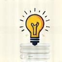 Modern icon representing strategy, with a lightbulb and gears, in Urbigandora brand colors.