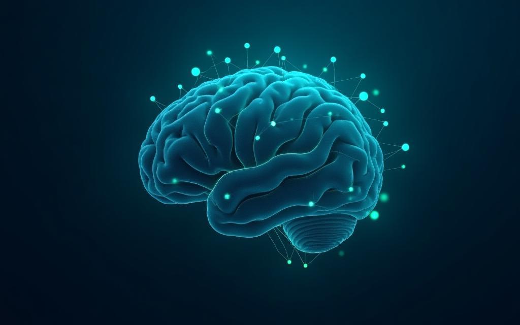 Abstract AI brain network connecting diverse industries with data points