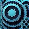 Gear icons meshing together, representing streamlined operations and efficiency